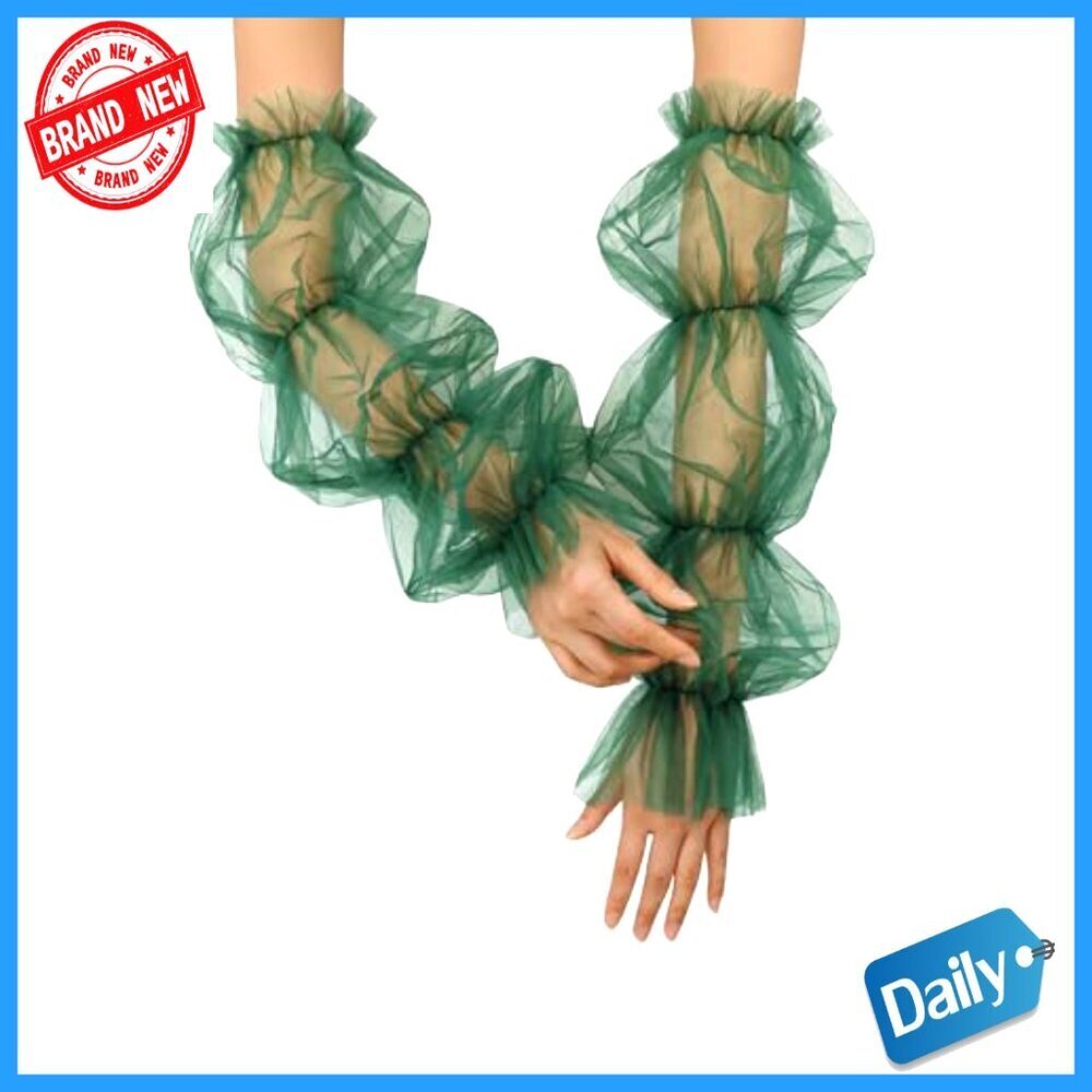 Long Sheer Fingerless Mesh Gloves Women's Opera Party Dance Accessory - Picture 2 of 6
